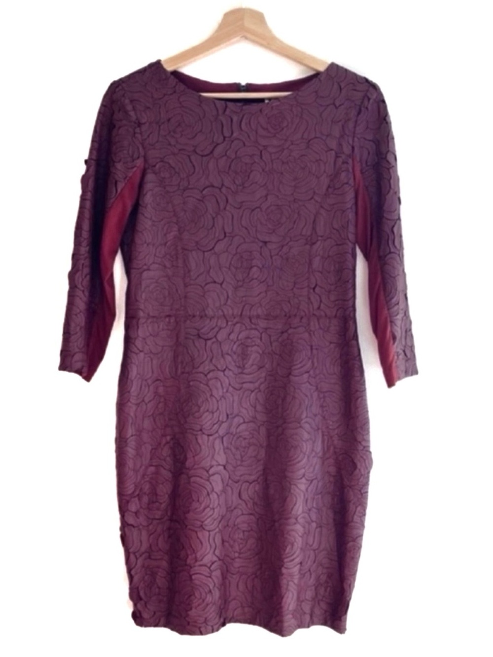 Haute Hippie Faux Leather Floral Bodycon Dress Burgundy Red Size M